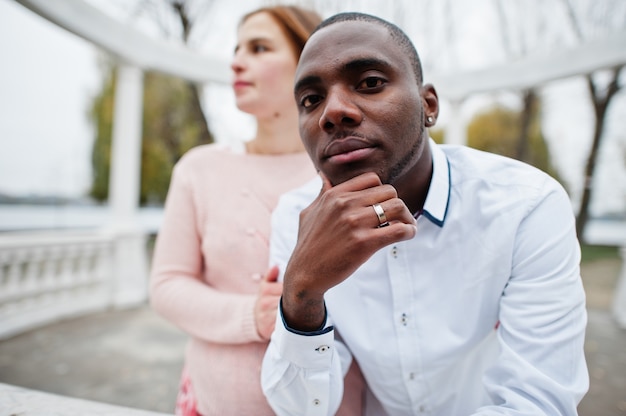 Happy multiethnic couple in love story