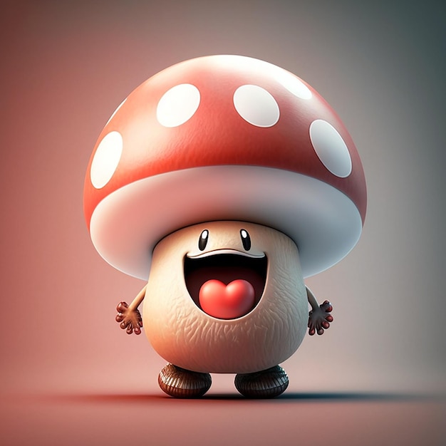 Happy Mushroom Character Using Generative AI