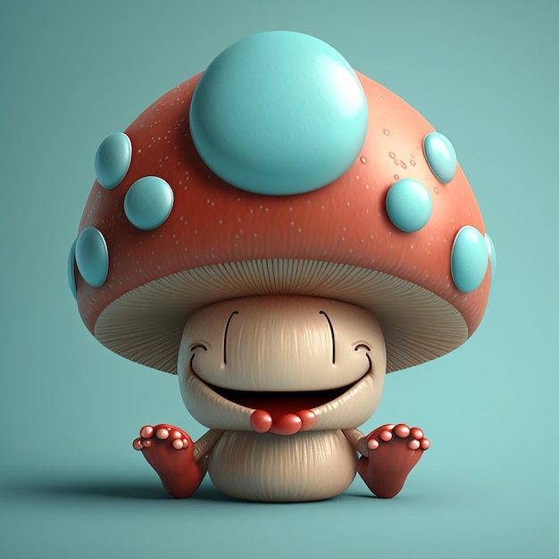 Happy Mushroom Character Using Generative AI