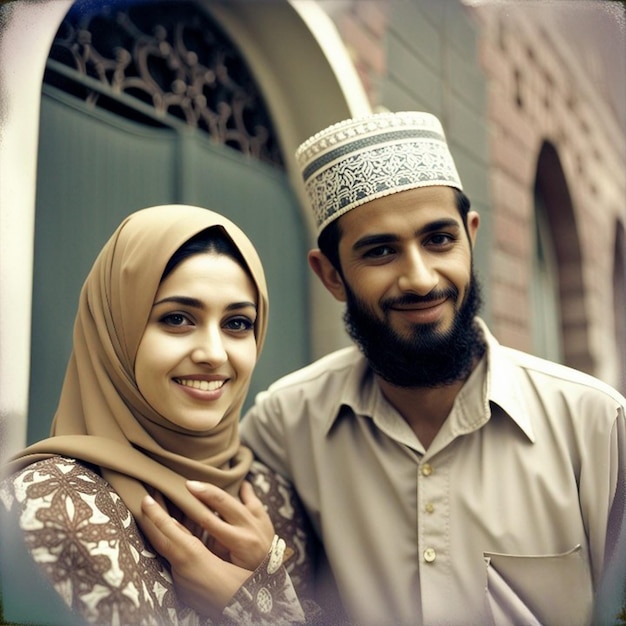 happy muslim couple