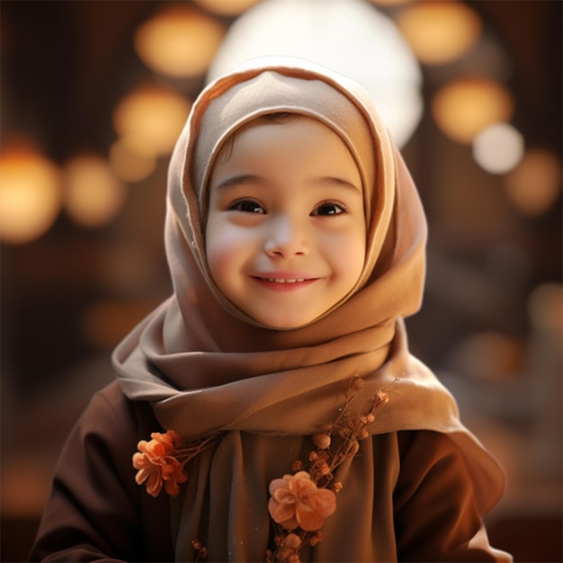 Happy Muslim kids with hijab