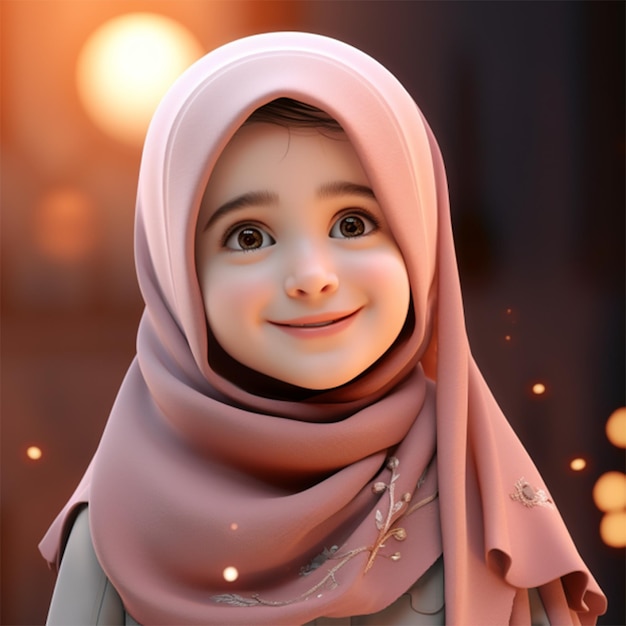Happy Muslim kids with hijab