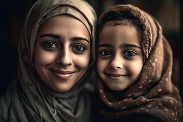 Happy Muslim women looking at camera