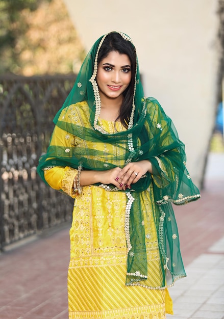 Happy Muslim women with traditional veil