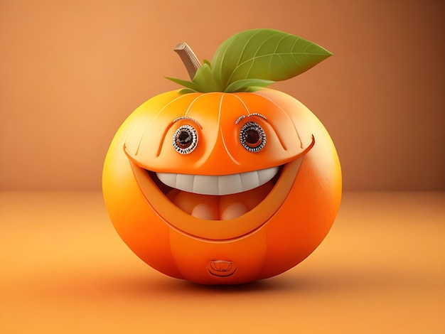 Happy Naranjilla with smiling face 3D illustration 3D rendering generated ai