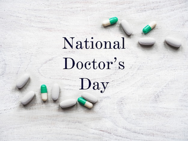 Happy national Doctor's Day. Beautiful card. Closeup