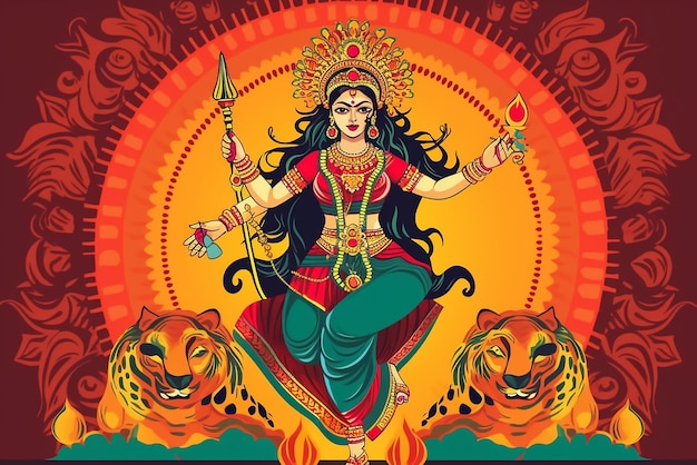 Photo happy navratri durga puja festival