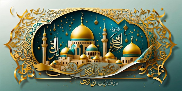 Happy new hijri year islamic greeting card arabic calligraphy