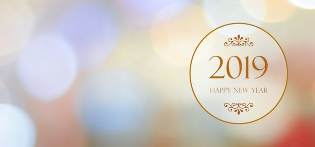 happy new year 2019 on blur abstract bokeh background