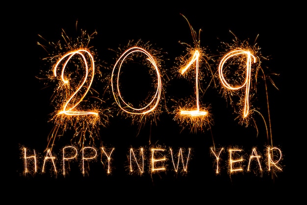 Happy new year 2019  written with Sparkle firework