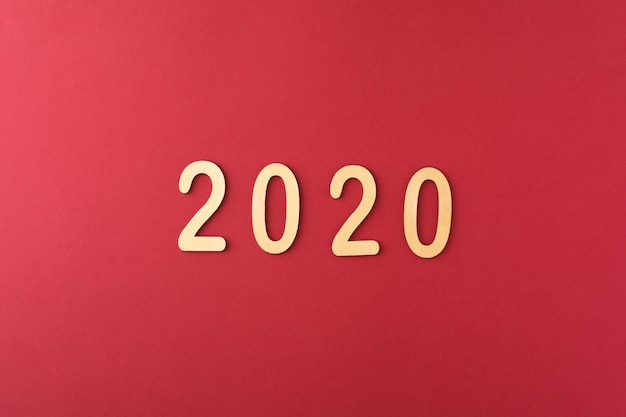 Happy New Year 2020 date on red 