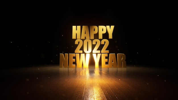 Happy New Year 2022 golden particles opener on gold firework background new year resolution concept