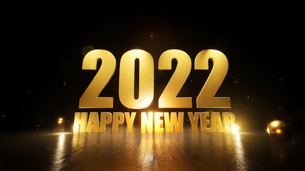 Happy New Year 2022 golden particles opener on gold firework background new year resolution concept