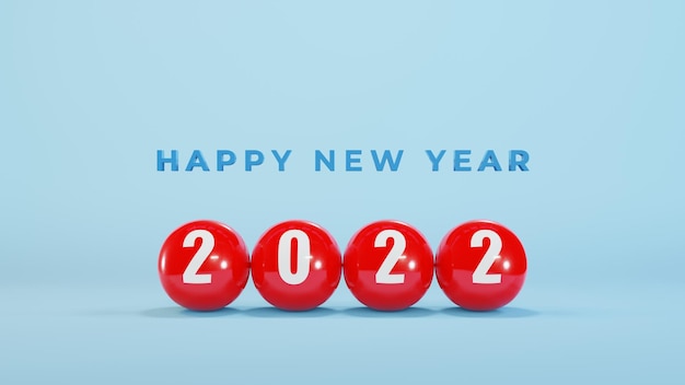 Photo happy new year 2022 greetings with red ball