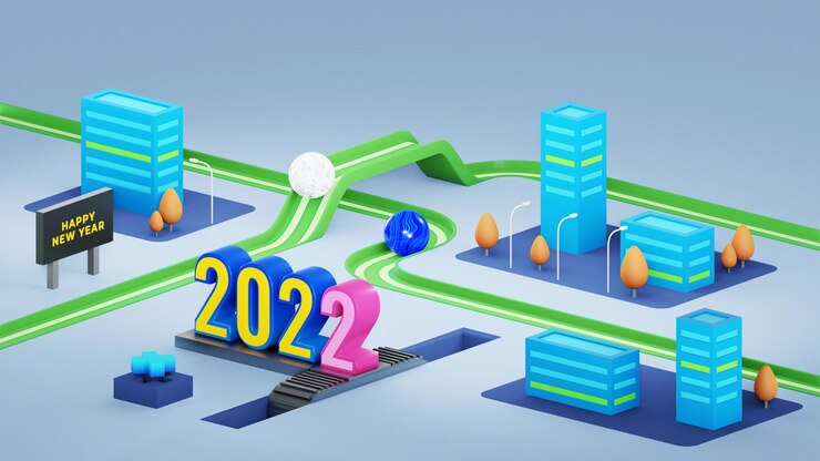 Photo 小都市での新年あけましておめでとうございます2022