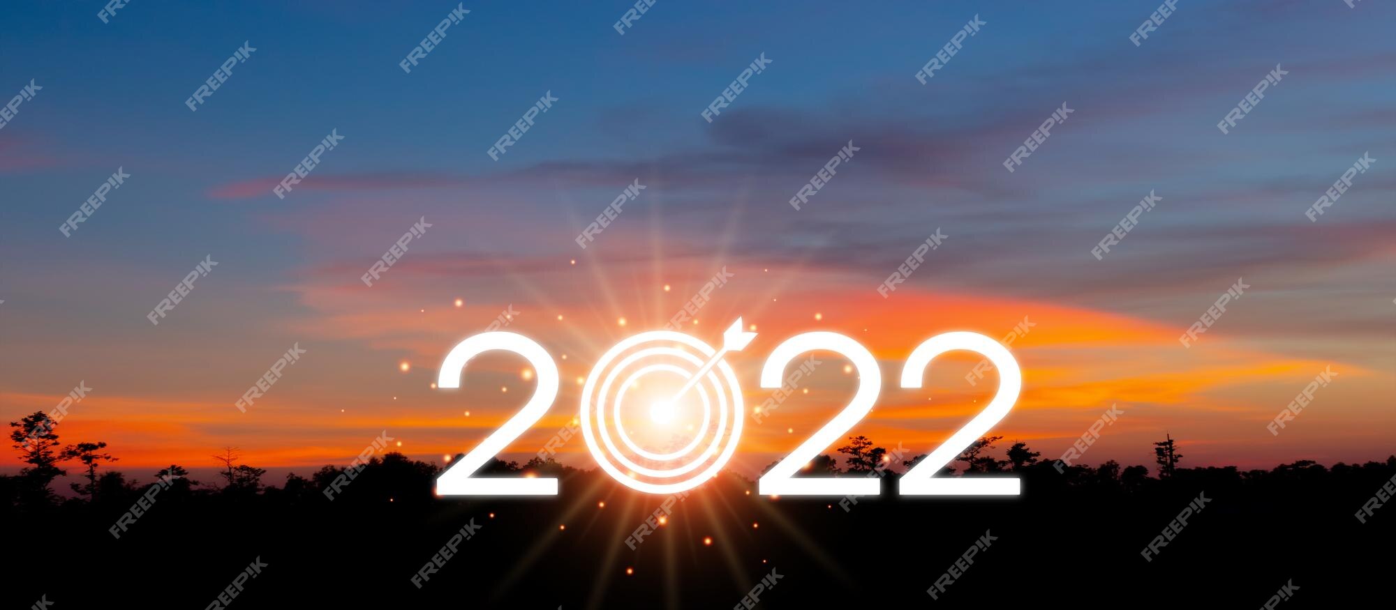 Premium Photo | Happy new year 2022 with large silhouette letters ...