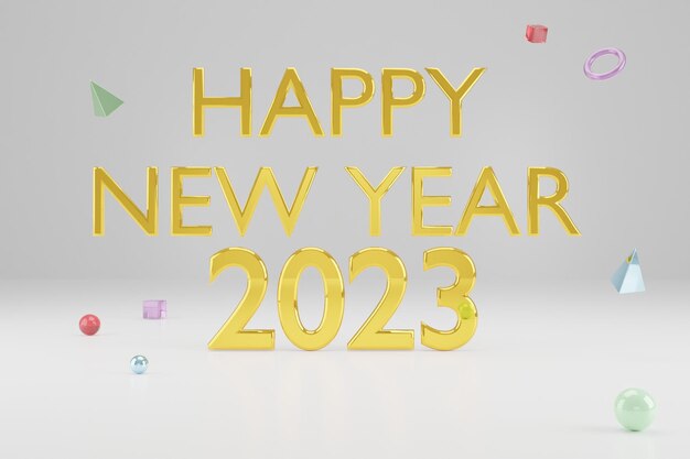 Happy New Year 2023 3D rendered image