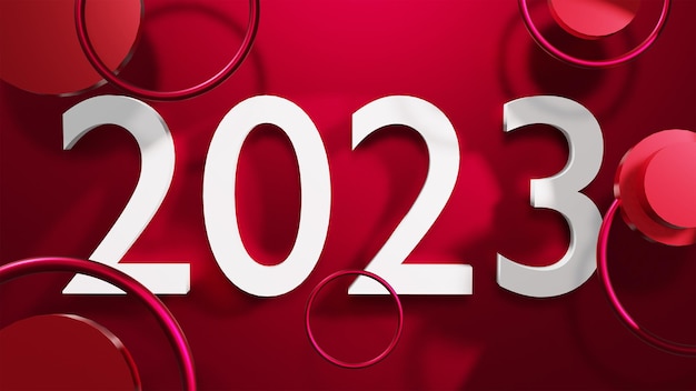 照片2023年新年快乐3 d渲染背景说明