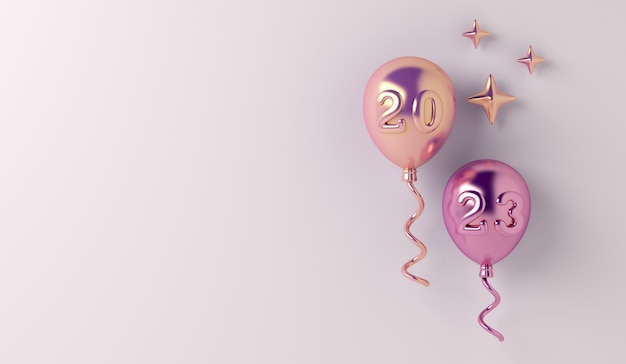 Happy new year 2023 decoration background with balloon