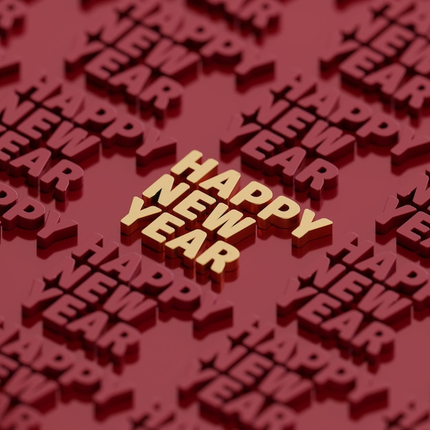 Happy new year 2023 golden bold 3d letter high quality render