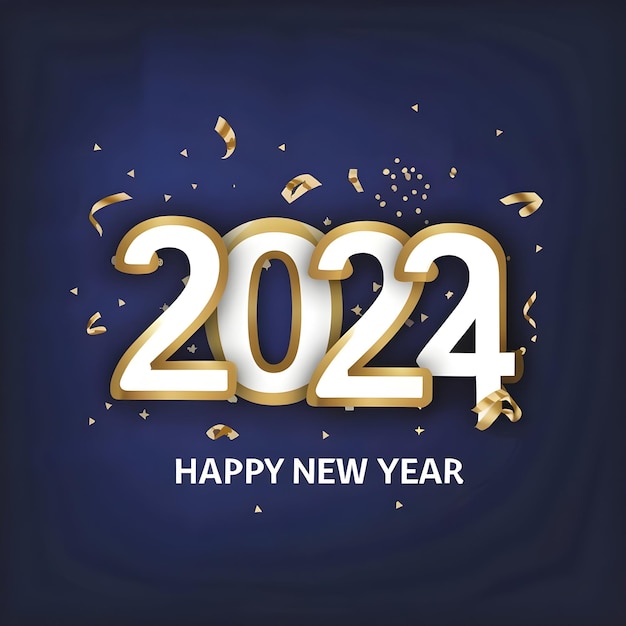 Photo happy new year 2024 3d banner design template