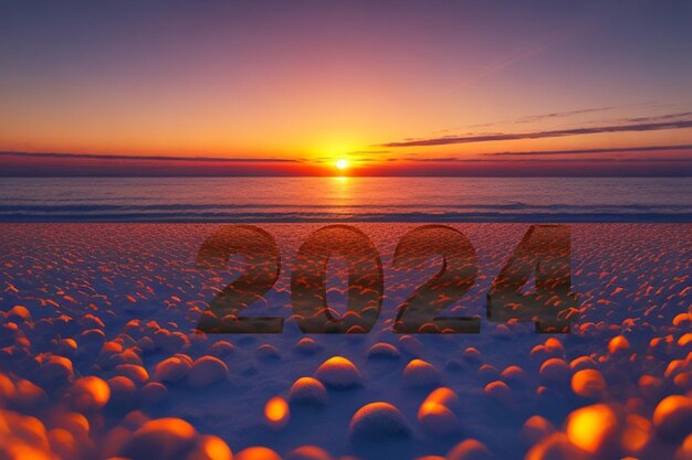 사진 2024년 새해 복 많이 받으세요 흐린 일몰 또는 일출