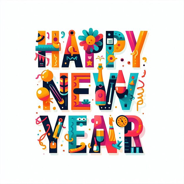 Photo happy new year 2024 colorful background