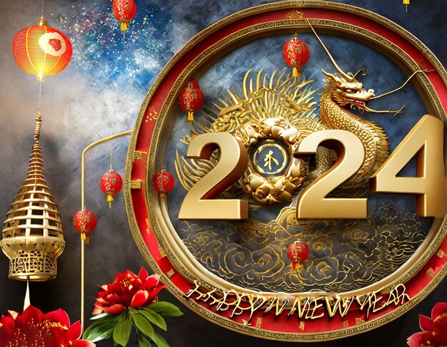 Foto buon anno nuovo 2024 design e concetto di celebrazione