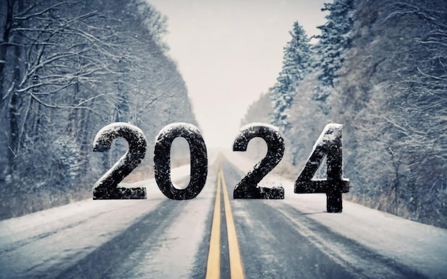 Foto buon anno nuovo 2024 in colori diversi ai generativo