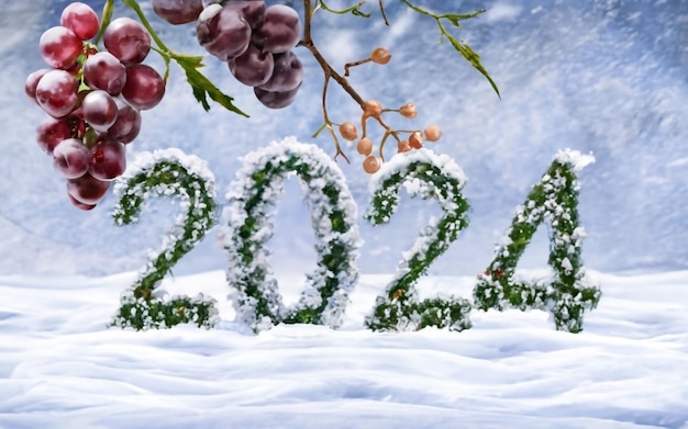Photo happy new year 2024 in different colors ai generative