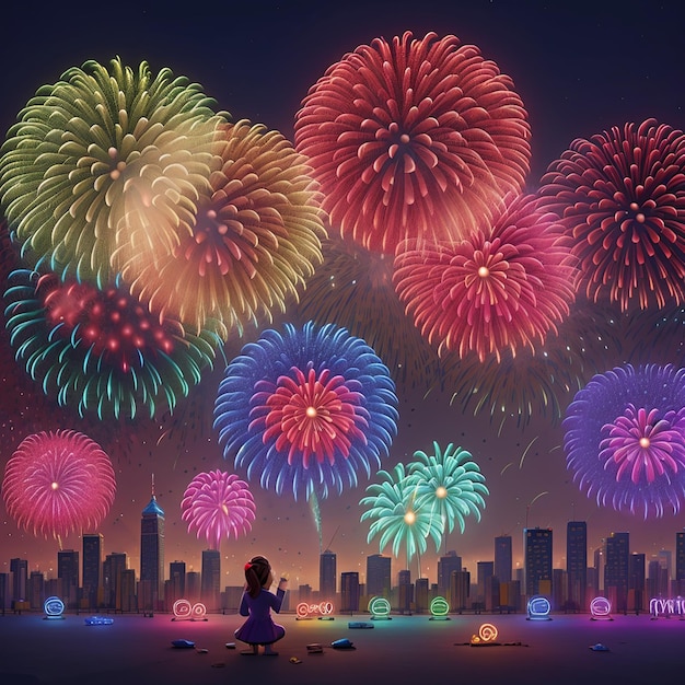 Premium AI Image Happy New Year 2024 fireworks