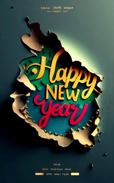 Photo happy new year 2024 gold handwritten typography light ai_generated