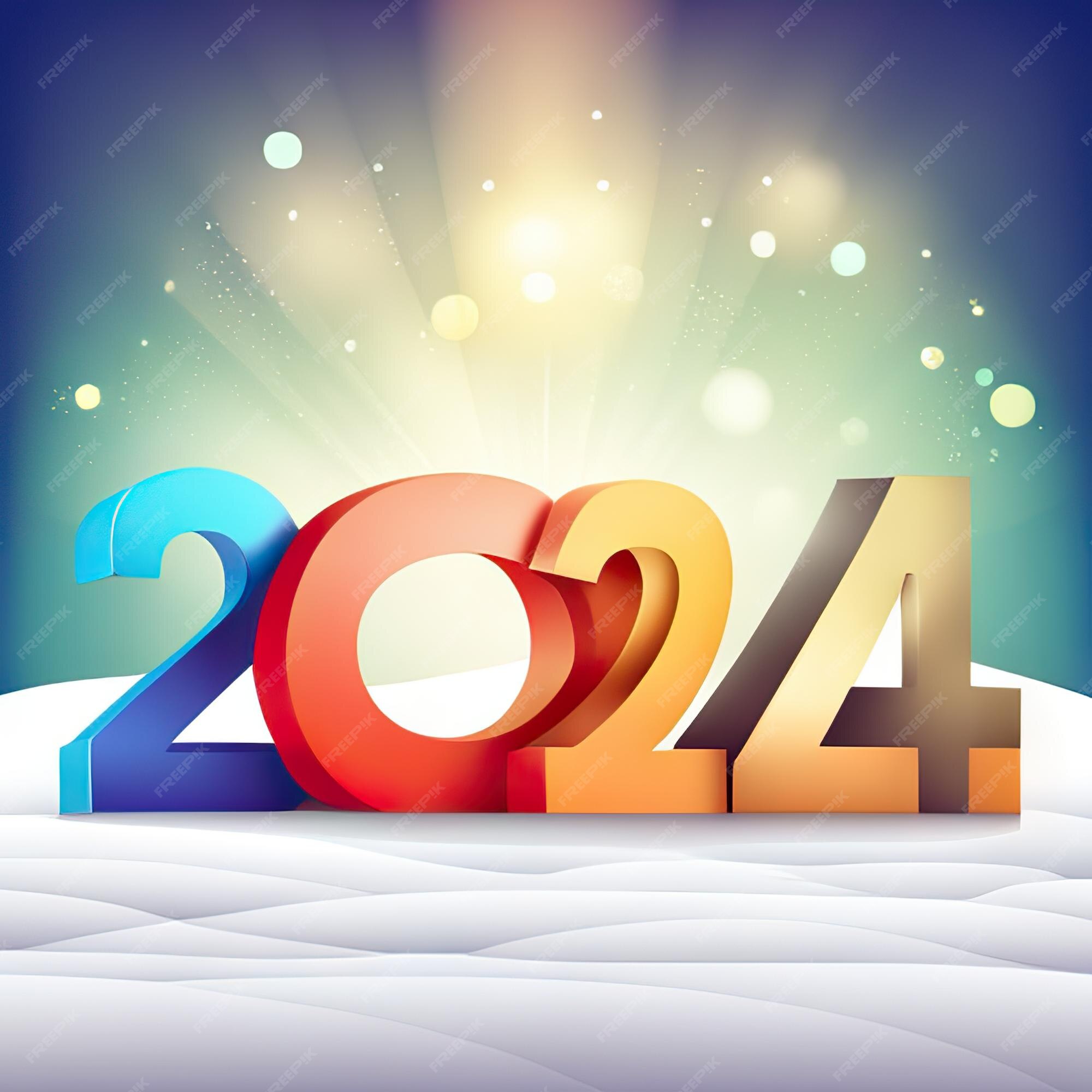 Premium AI Image Happy New Year 2024 Greeting Card Generative AI