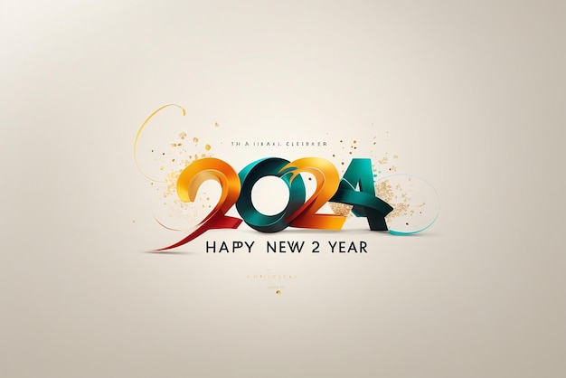 Happy New Year 2024 Logo Abstract Hand drawn creative calligraphy vector logo design 2024 New year Logo Design