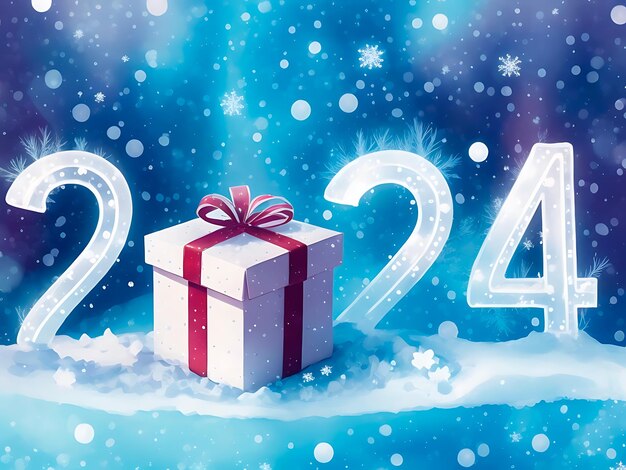 Happy new year 2024 number logo decoration template banner