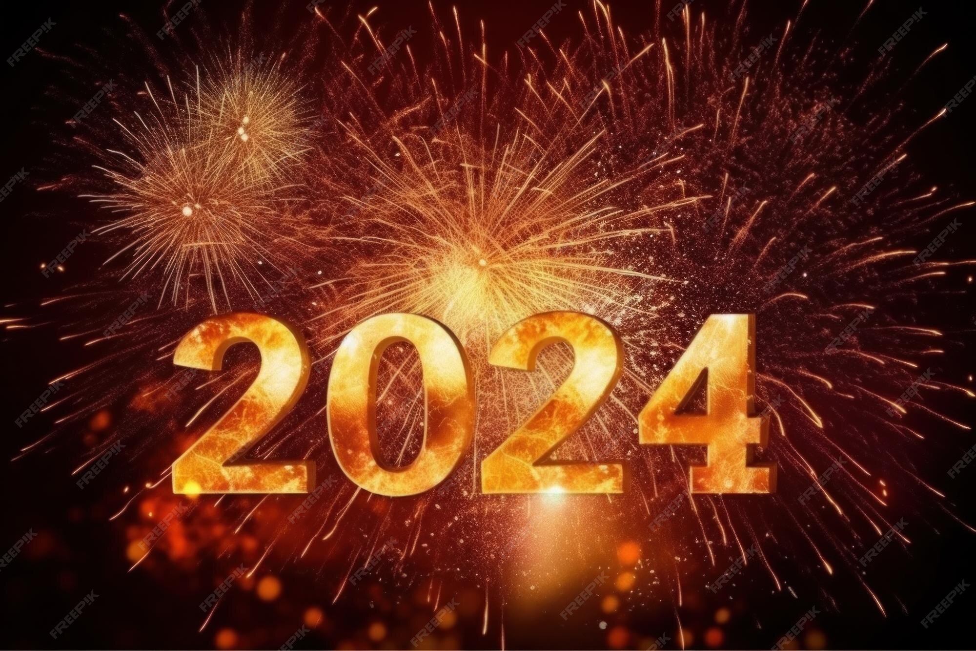 Premium AI Image Happy New Year 2024 party celebration with fireworks