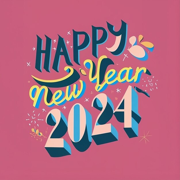 Photo happy new year 2024 poster design