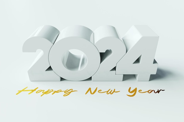 Foto buon anno nuovo 2024 tipografia su sfondo bianco