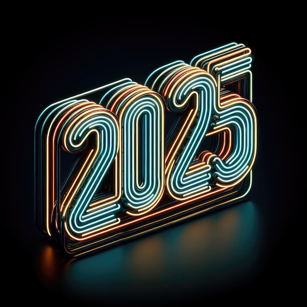 Premium Photo Happy New Year 2025 2025 lights view of the year 2025 number floating Computer