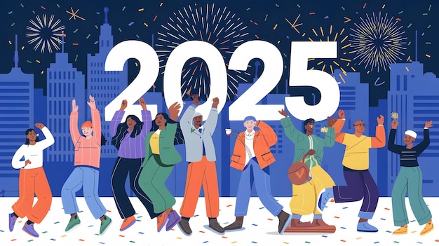 happy new year 2025 celebration with festive background design