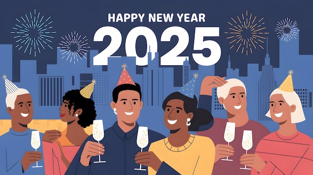 happy new year 2025 celebration with festive background design