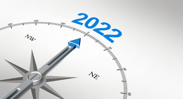 С Новым годом фон. Навигация к 2022 году. 3D иллюстрации