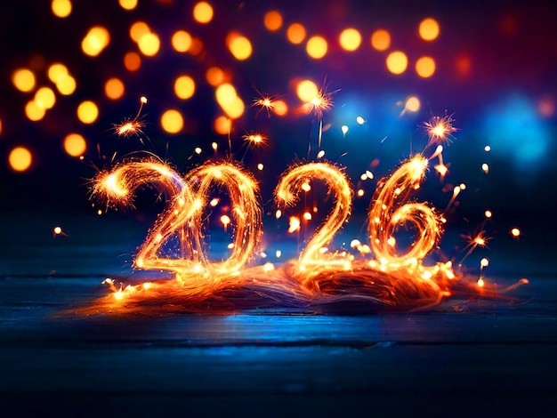 Happy New Year background with glowing sparklers super detailed photography ultra sharpness photog