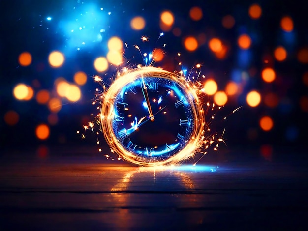 Photo happy new year background with glowing sparklers super detailed photography ultra sharpness photog