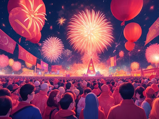 Happy New Year cartoon illustration