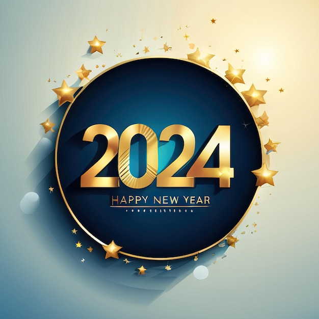 Happy New Year Celebration 2024 Sparkles Banner яркая сверкающая открытка