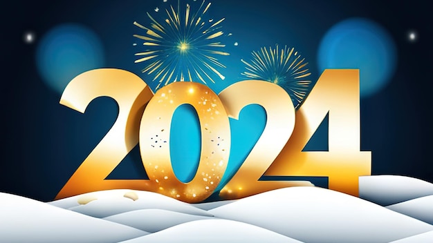 Happy New Year Celebration 2024 Sparkles Banner яркая сверкающая открытка