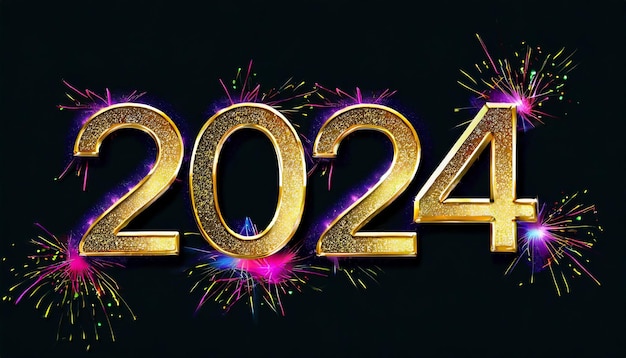 Photo happy new year celebration 2024 sparkles banner