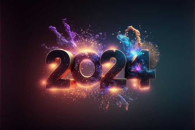 Празднование Нового Года 2024 Sparkles Banner