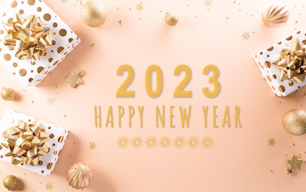 Happy new year celebration background concept made from champagn